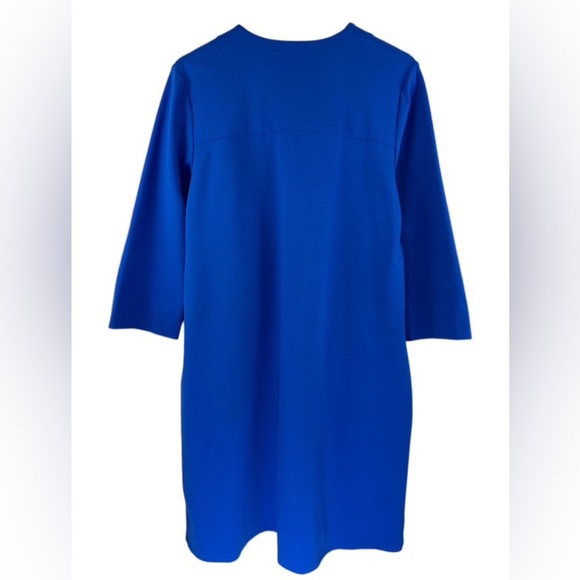 MEIMEIJ V- Neck 3/4 Sleeve Women’s Midi Dress - Azure Blue Size 4 Made in Italy - Picture 4 of 13